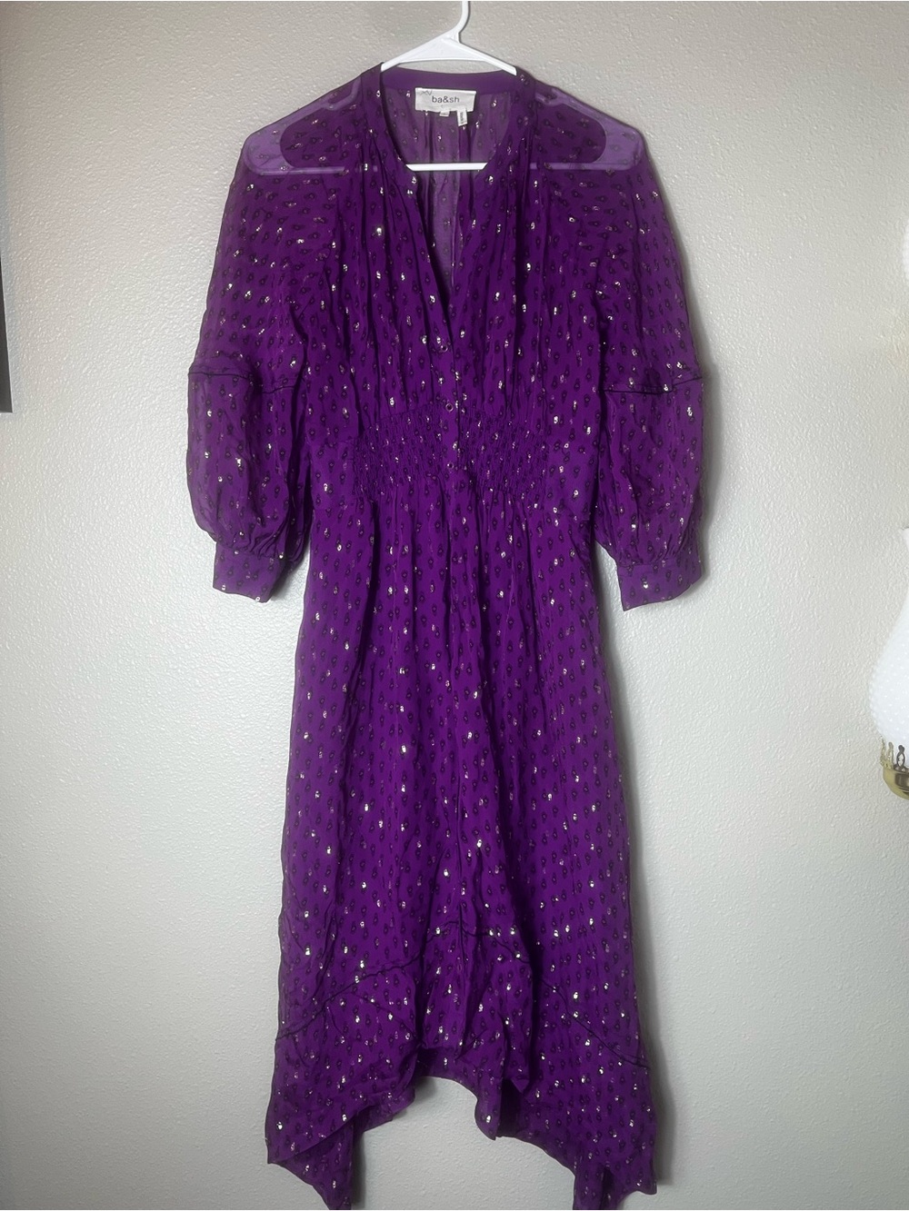 BA&SH Cyana Balloon-Sleeve Midi
Dress in Purple Size S - Picture 4 of 10